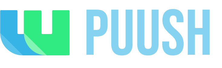 puush logo in blue and green